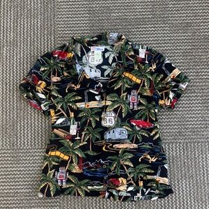 Reyn Spooner Vintage Route 66 Travel Button Down Top, size S
